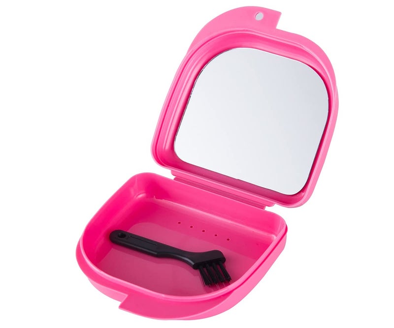 Ocircle Retainer Case with Mirror, Mouth Guard Case, Orthodontic Dental Retainer Box, Denture Storage Container, Comes with a free small brush, 2 Pieces - Image 4
